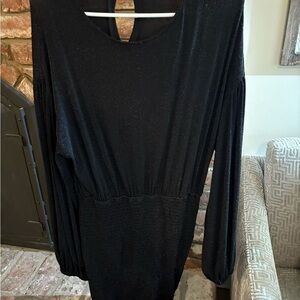 Pink Lily Sparkly Black Long Sleeve Dress